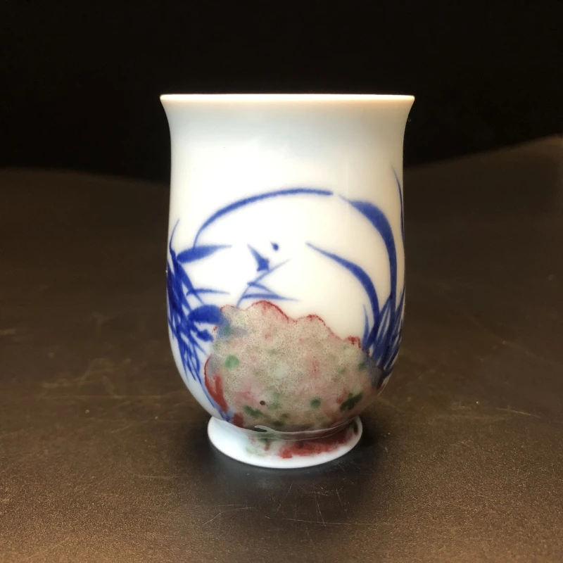 1.4a/N100130/01088/东客/青花釉里红兰花闻香杯/口径4.8高7/75cc