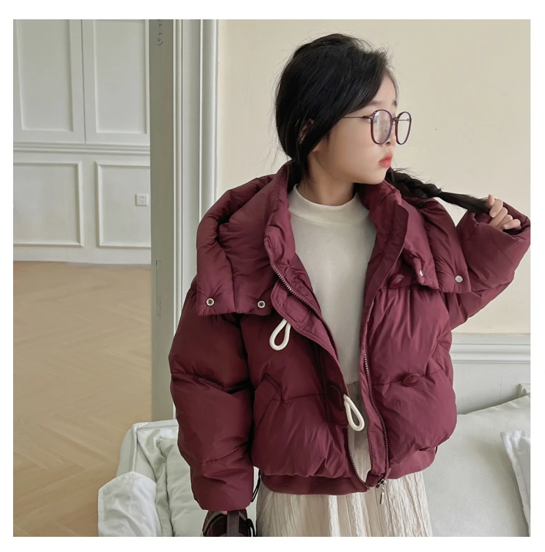 【专属】2024新款加厚防寒服韩版女童连帽立领宽松百搭洋气时尚外套