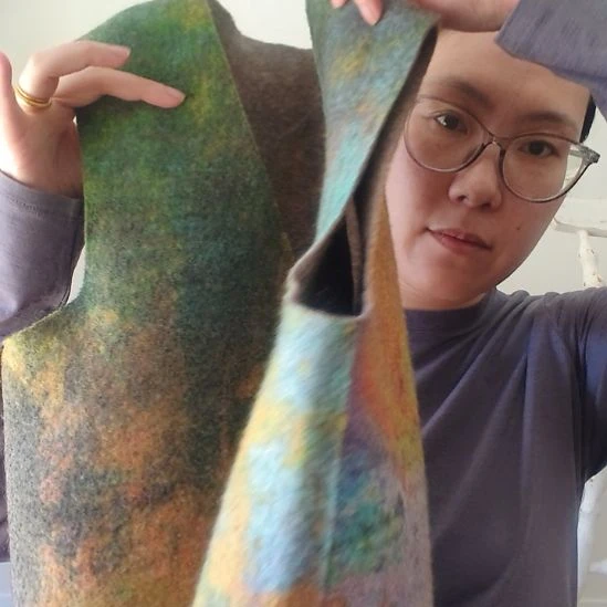 山羊绒野兔毛羊绒+牦牛绒毡手工马甲