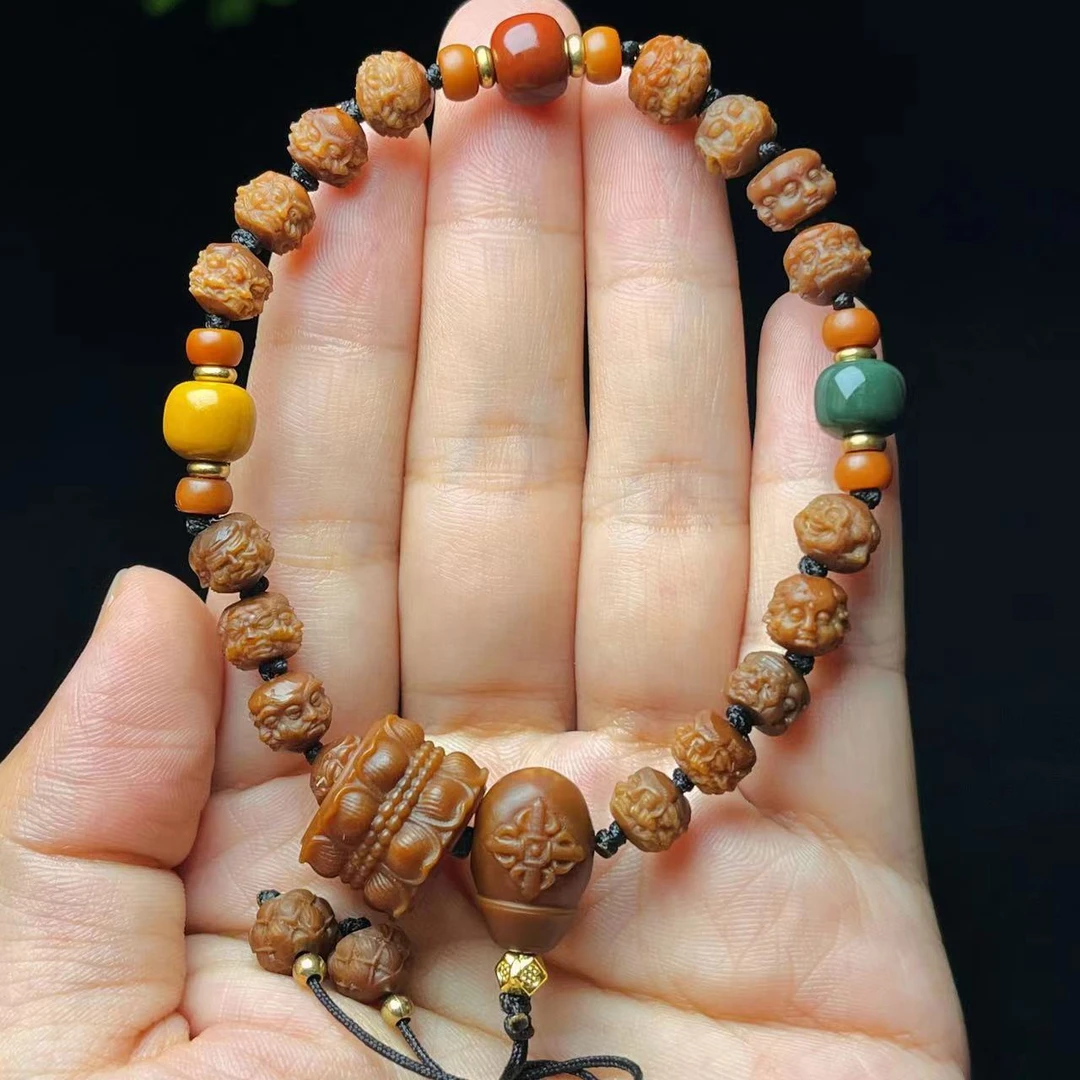 玉化8mm核尖千面佛手串四面罗汉 文玩橄榄核雕刻手串手链男女款