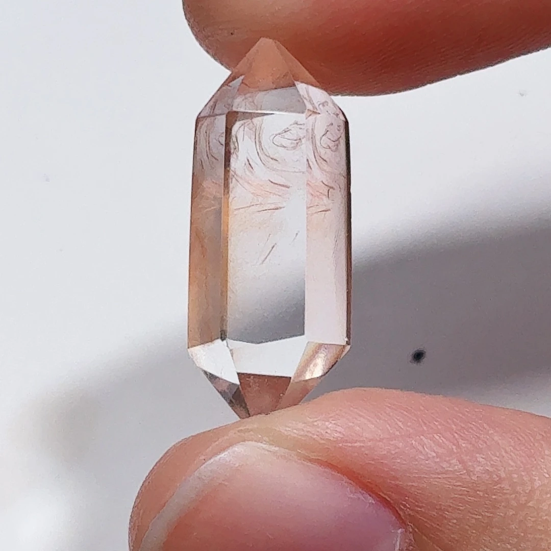 珠宝半成品未镶嵌水晶兔毛双尖