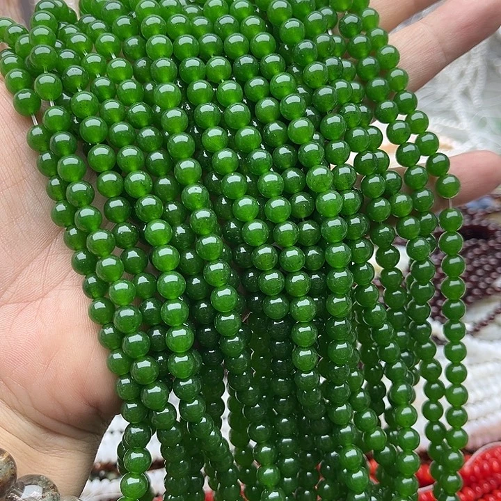 玛瑙/玉髓未镶嵌珠宝半成品2条6mm左右碧玉