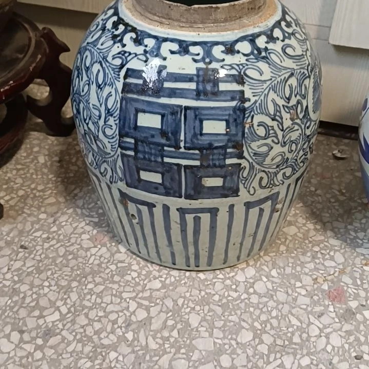 摆件老**玩青花陶瓷摆件双喜临门