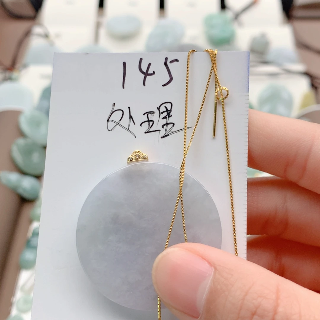 翡翠银S925镀金镶嵌颈饰吊坠