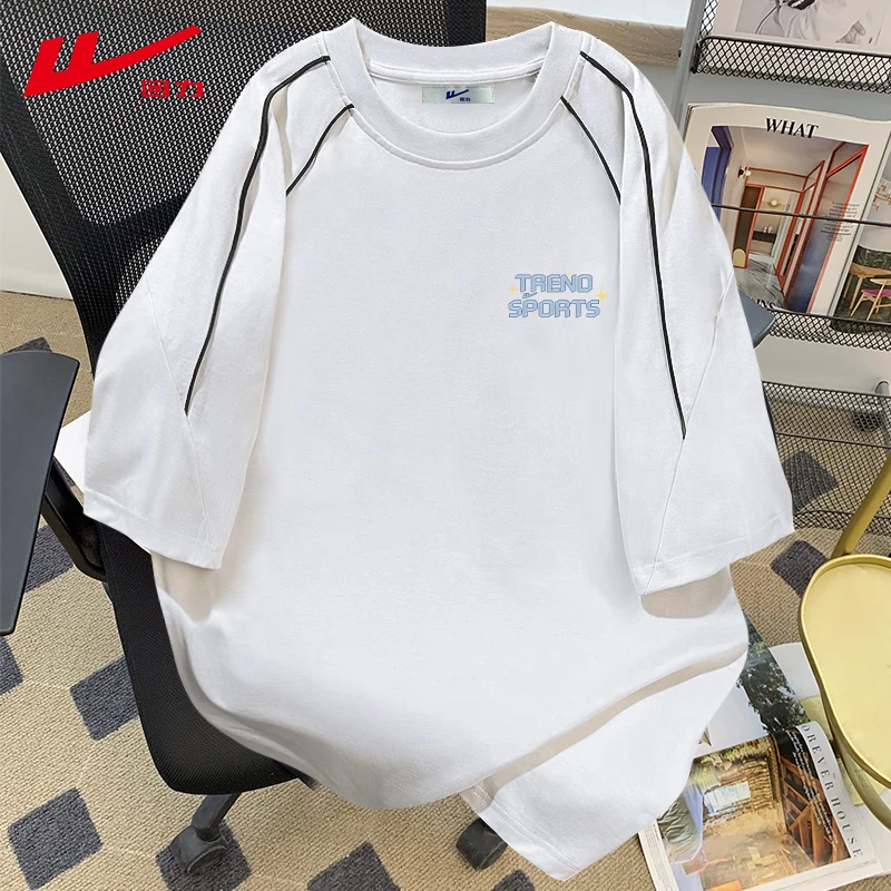 回力中长款夏季夏装纯棉短袖T恤女宽松休闲学生日常松弛穿搭上衣