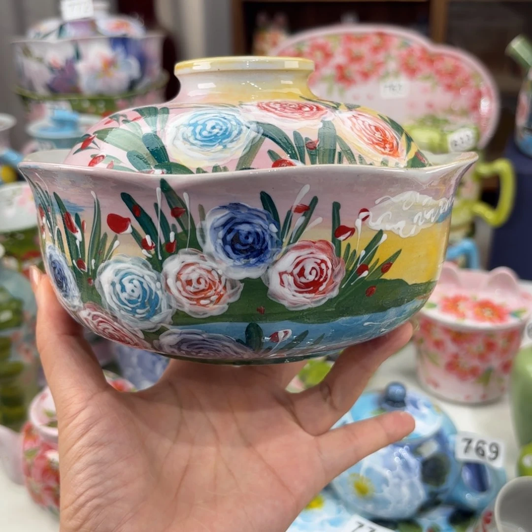 瓷片景德镇手绘高温釉下彩陶瓷茶具