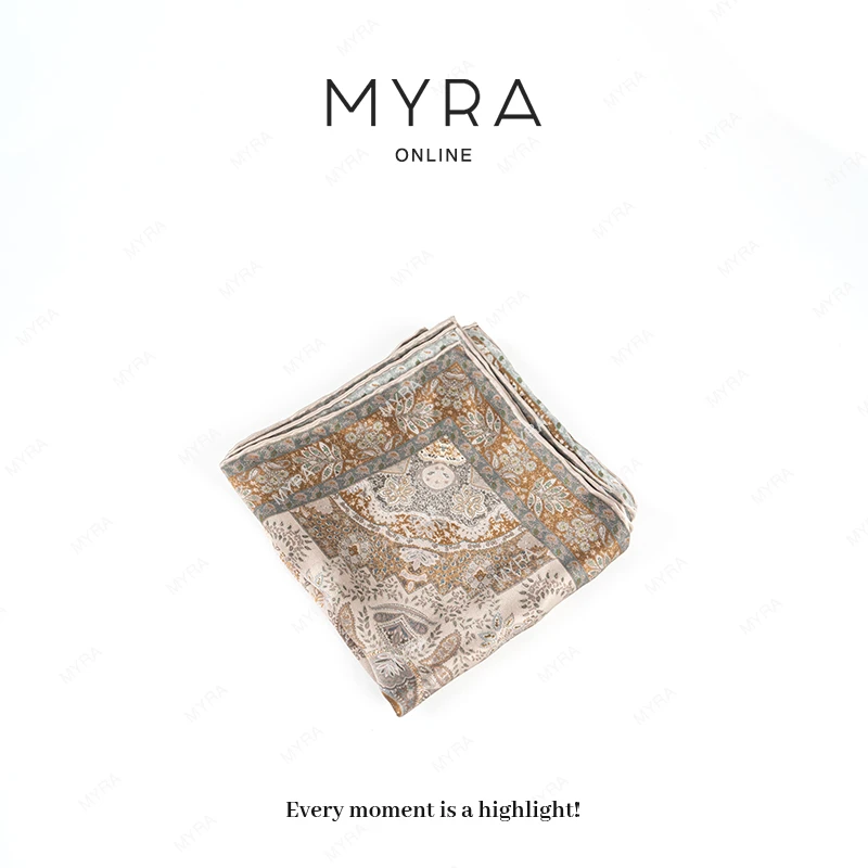 MYRA“舒适主义”桑蚕丝度假风印花中方丝巾XMSC025268