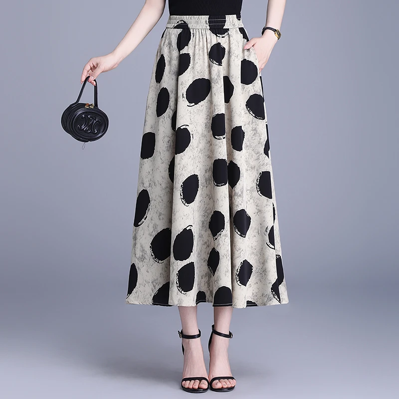 法式撞色波点半身裙女夏2025新款时尚减龄显瘦长裙遮胯大摆a字裙