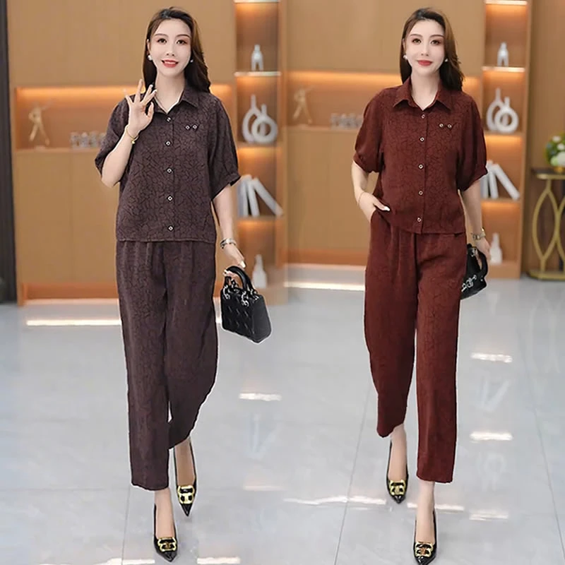 【有运费险】洋气减龄妈妈装套装女薄款2025夏季新款显瘦休闲两件套