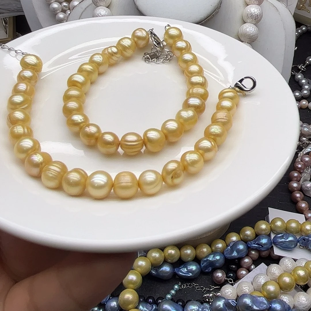 钛钢淡水珍珠项链