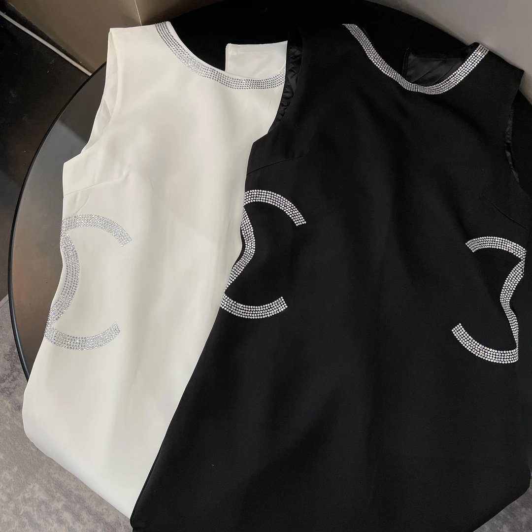 An ni》【香香】夏季新品时尚轻薄烫钻修身显瘦无袖连衣裙Ani-C231