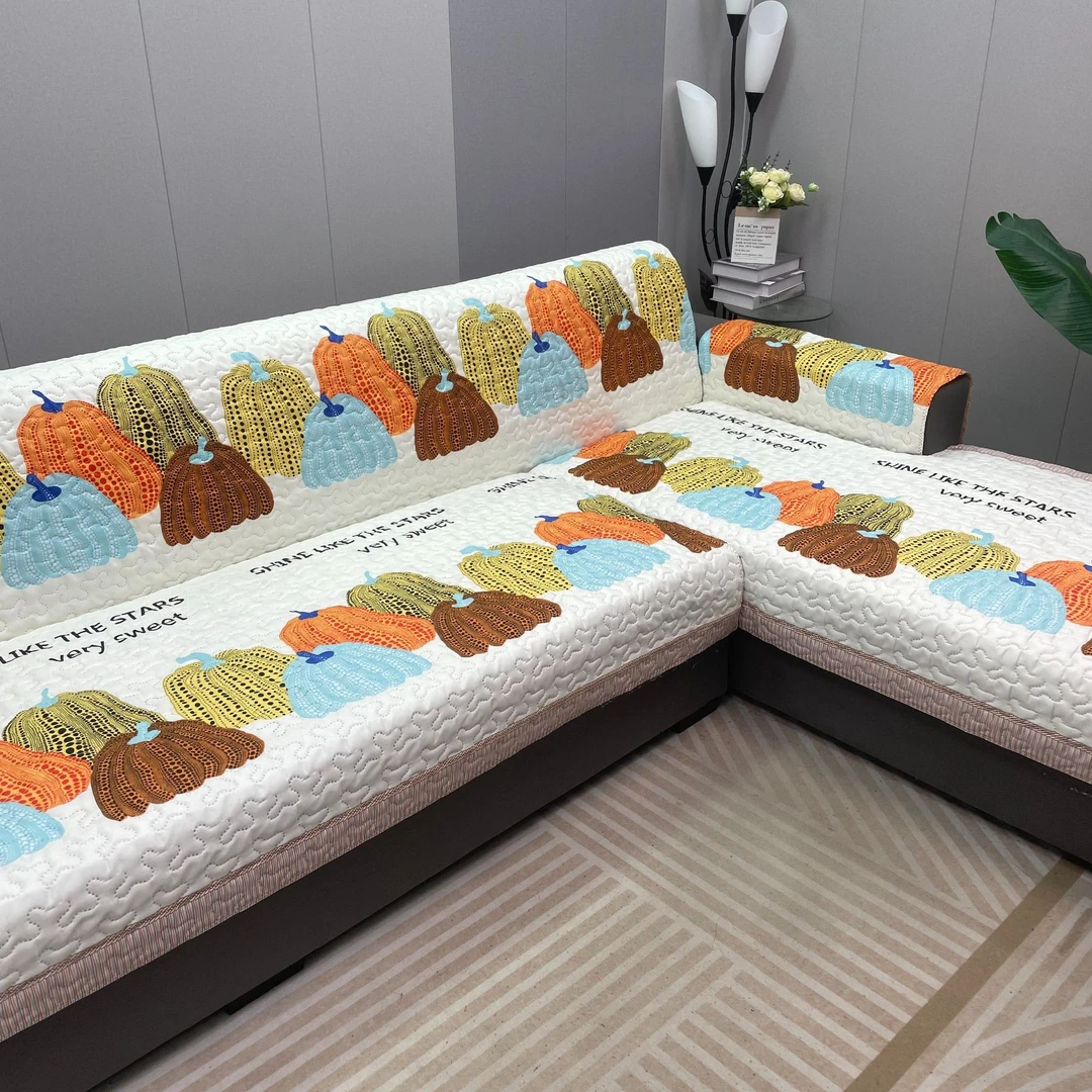 沙发垫【宠粉福利】四季款加厚多彩南瓜防滑夏季耐磨飘窗垫沙发巾