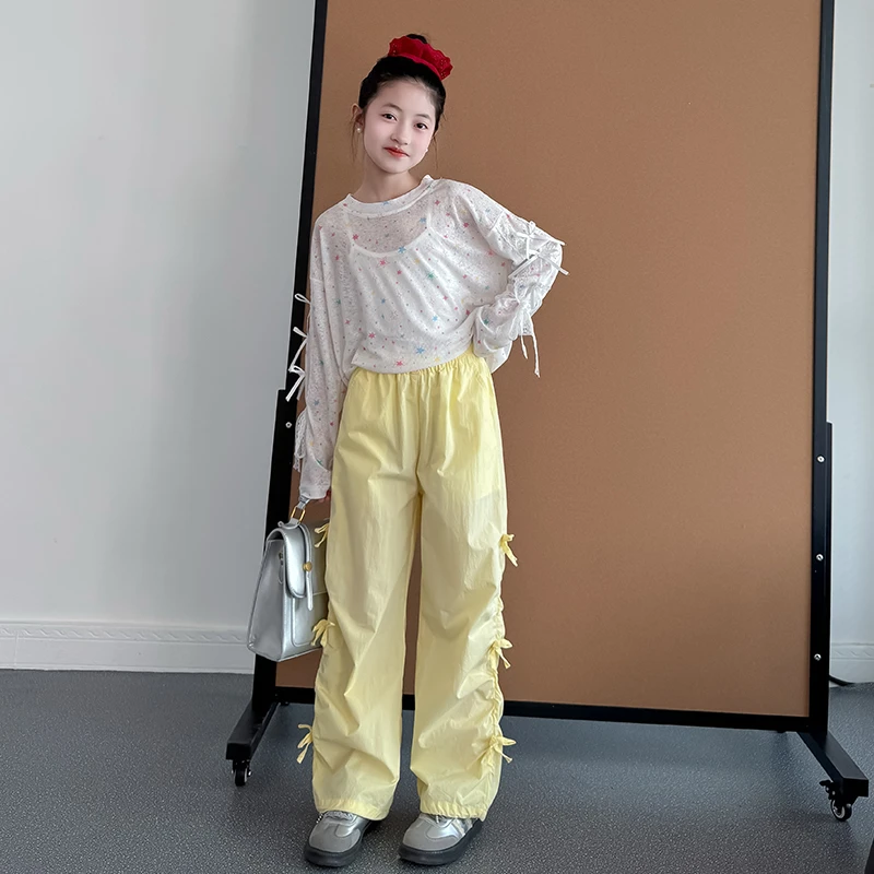 儿童套装女2025新款夏装洋气女童时尚上衣韩版中大童休闲裤两件套