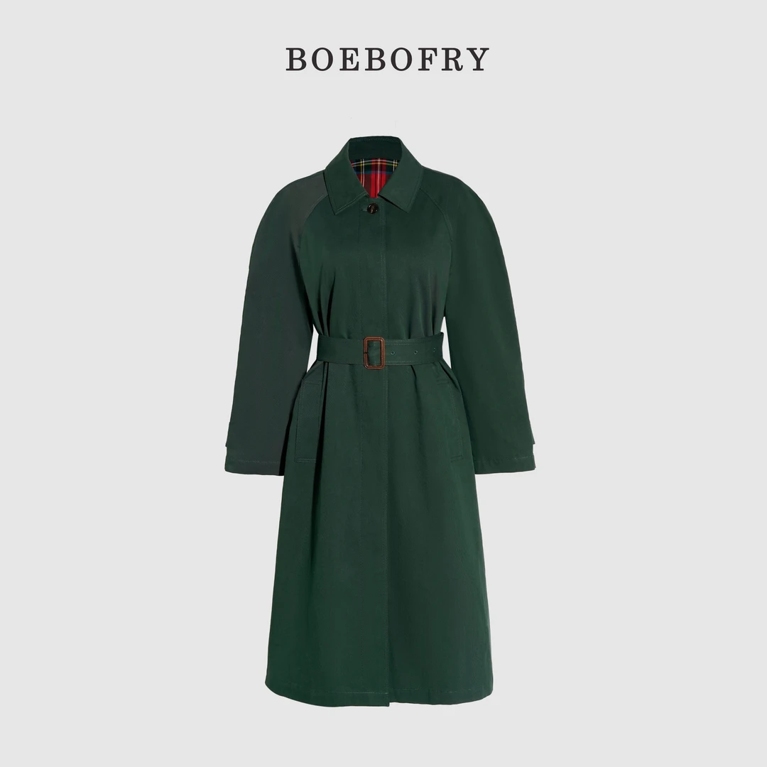 BOEBOFRY<极简大牌>早春新款廓形腰带翻领风衣外套BE1F0676