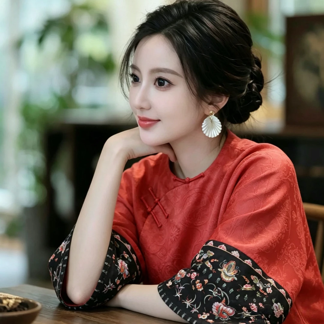 「百川纳福」丽古龙 桑蚕丝 国风手工原创设计百搭国潮女装上衣