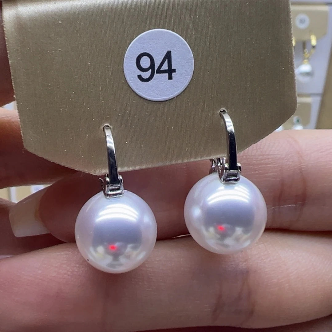 淡水珍珠银S925镶嵌耳饰