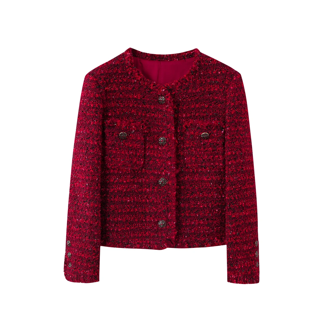 [W26] 2024秋冬新款名媛千金安可拉红小香风外套