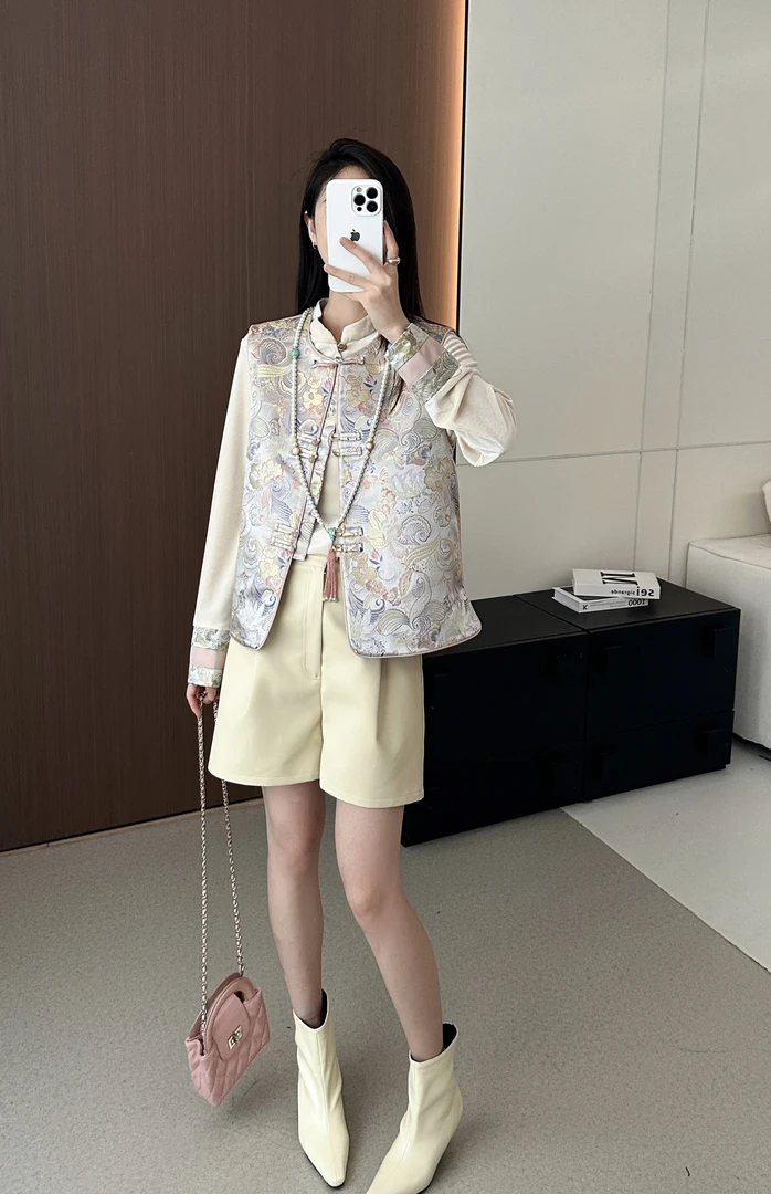 【旧梦凝香】2025重磅春秋高端精致重工提花新中式复古盘扣女士马夹