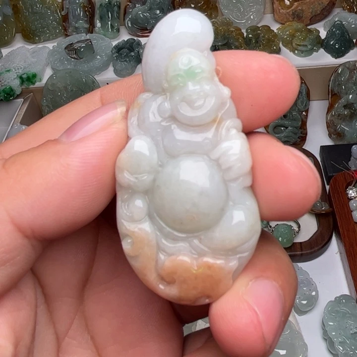 颈饰未镶嵌翡翠布袋佛