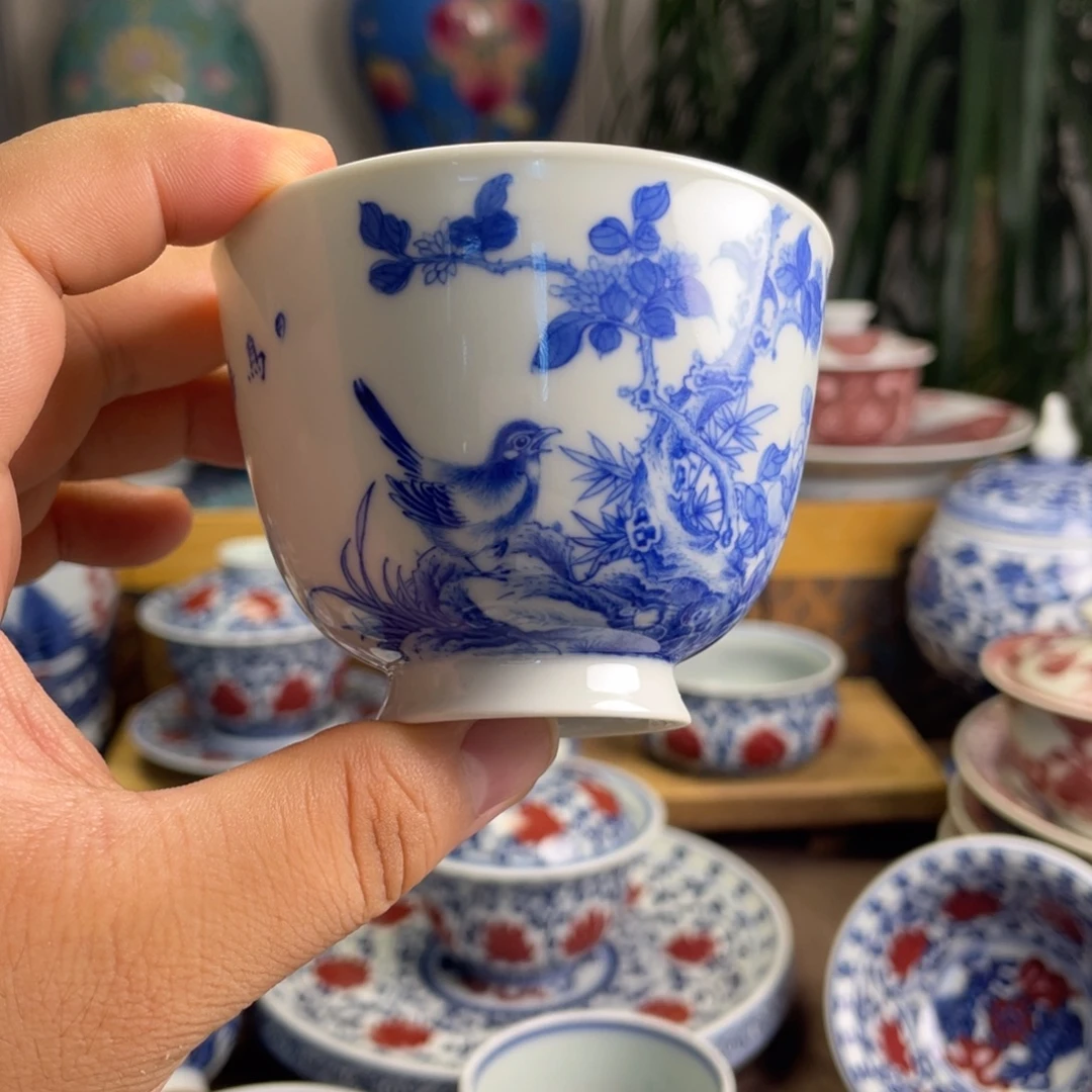 九段花鸟杯子微瑕