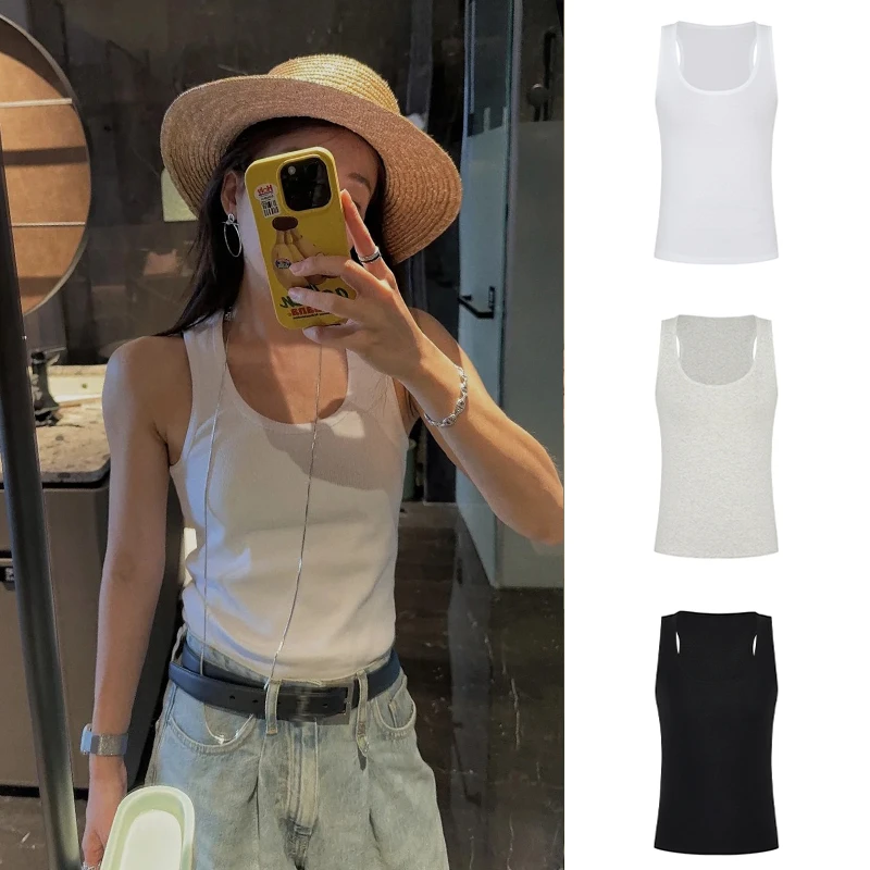 Moses Queen/魔西女王遮副乳辣妹U领背心女内搭ins风百搭无袖上衣