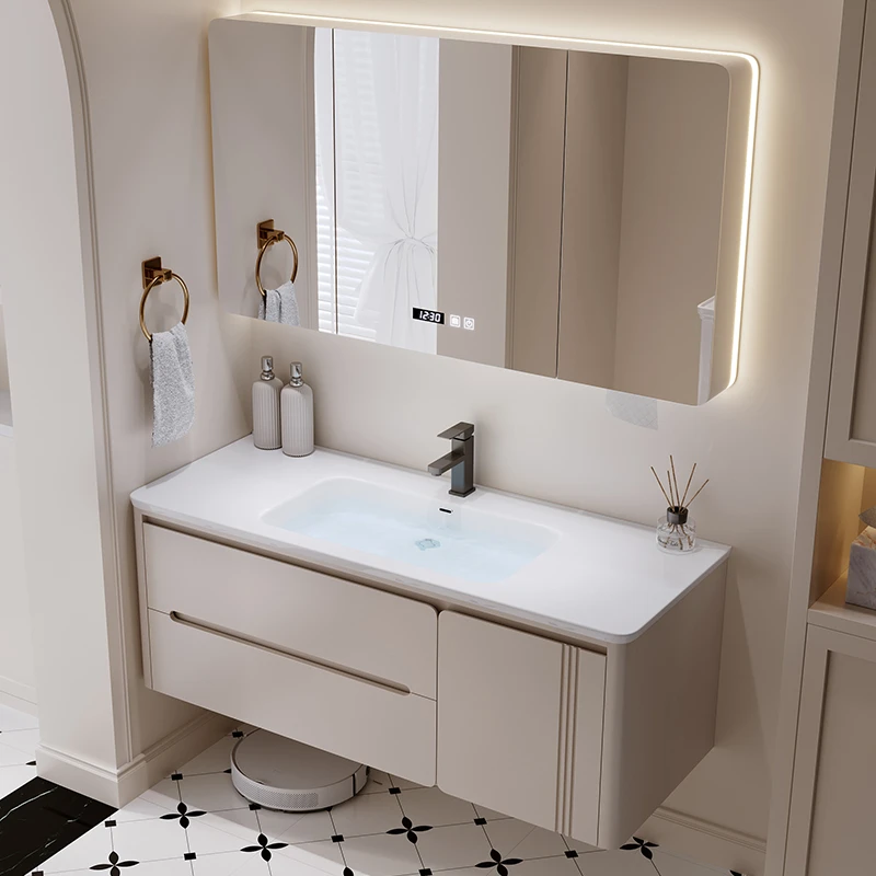 【烤漆实木破价补贴专属】奶油风居家好物浴室柜陶瓷一体盆洗脸盆