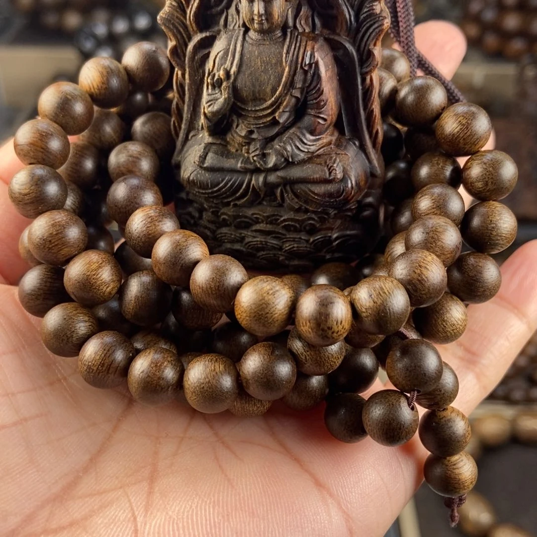 沉香手串塔越南芽庄白棋楠十沉香木吊坠