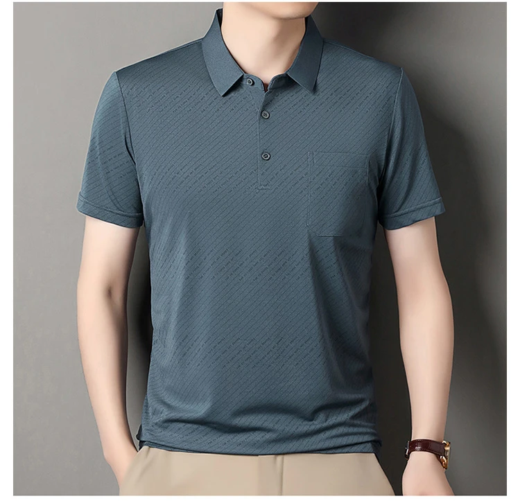 爸爸夏装短袖真口袋新款中年男士夏季t恤宽松中老年人男装上衣T恤