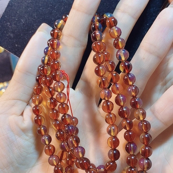 蓝珀未镶嵌珠宝奇石墨西哥红蓝佛珠6