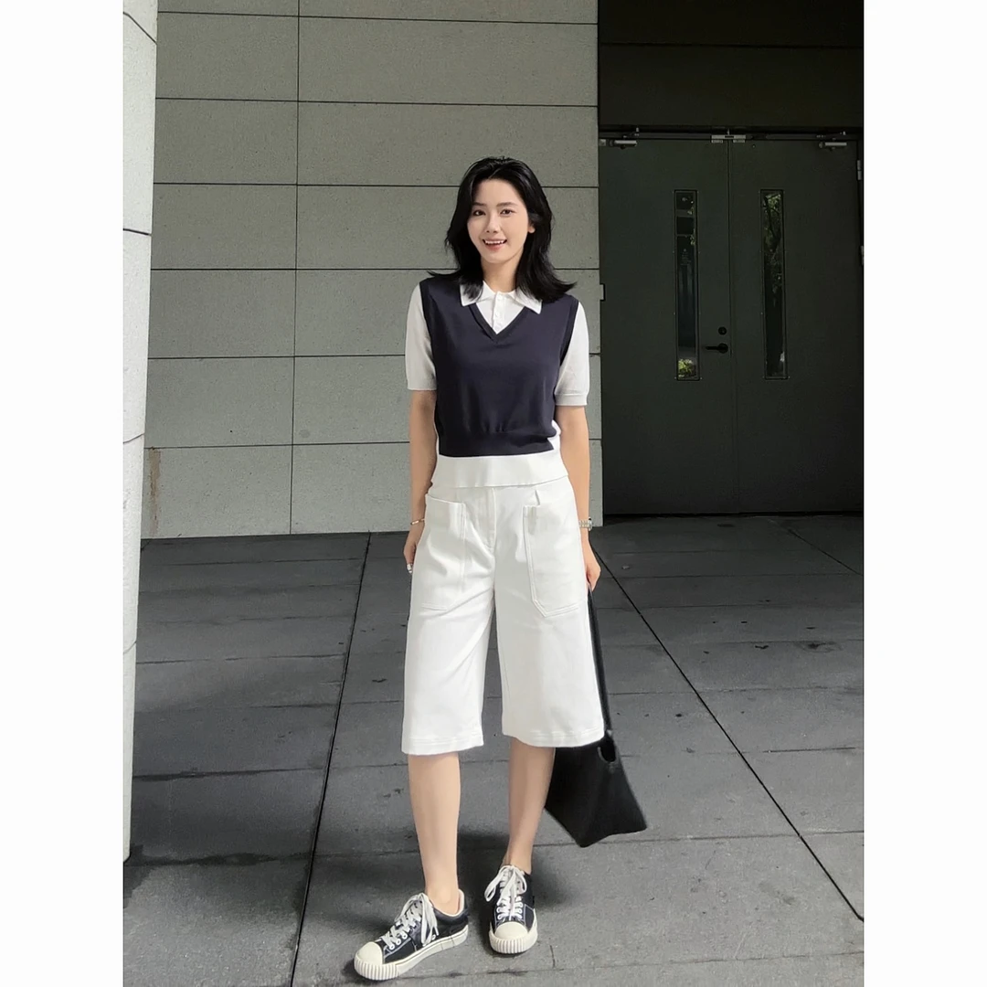 REALNEEI【口袋短裤】极简棉感解构设计休闲大口袋七分短裤21586