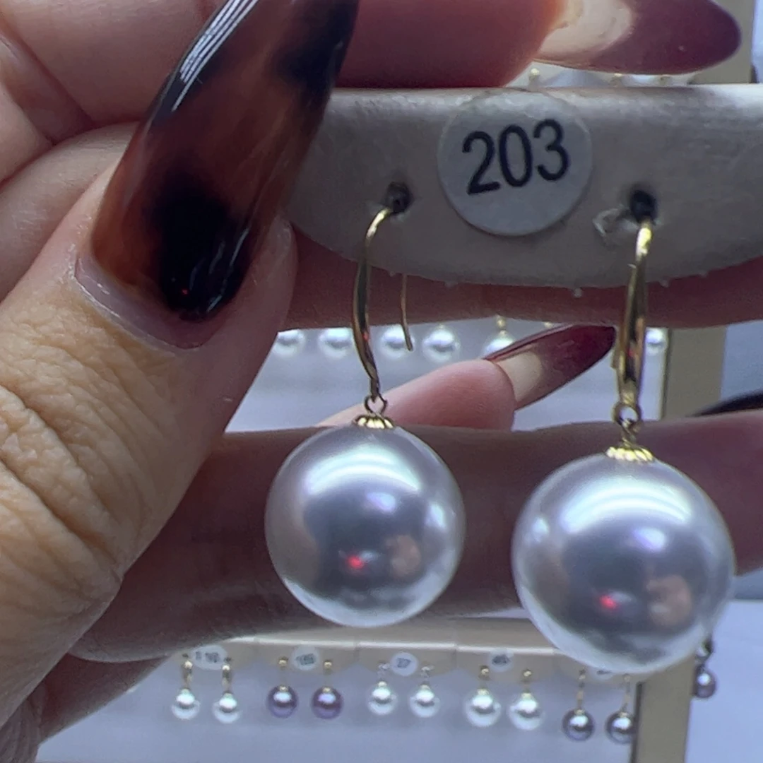 淡水珍珠耳饰18K金镶嵌