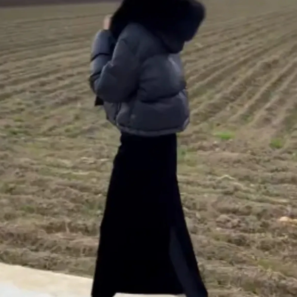 气质连帽毛领棉服保暖厚款显瘦裙子