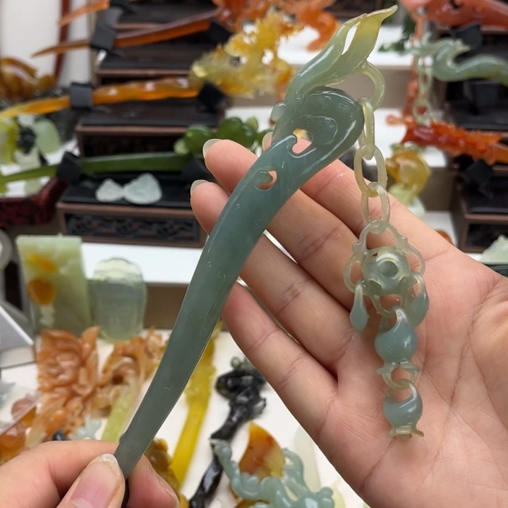 蛇纹石玉未镶嵌岫玉发簪