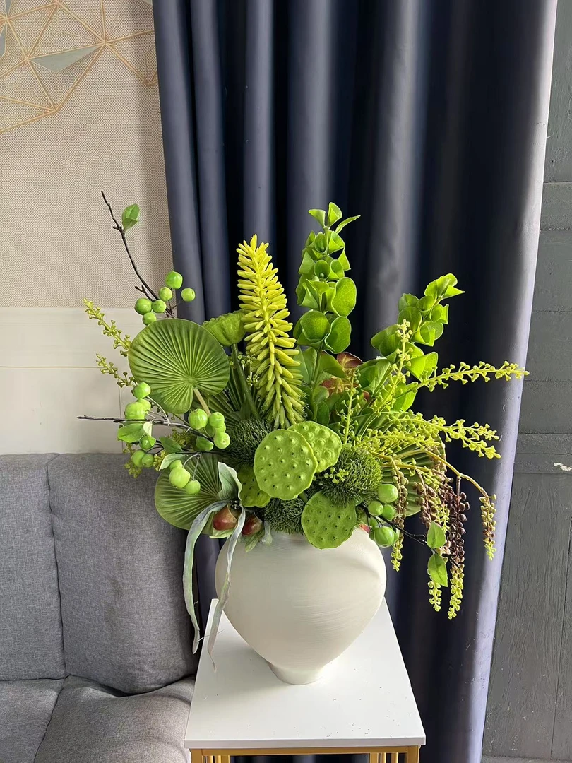 高端原创设计款仿真花束电视柜餐桌摆设假花绿色清新装饰摆件