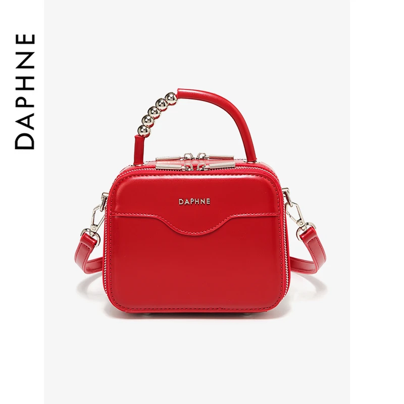 【达芙妮Daphne】小方包女红色女包2024休闲盒子包单肩斜挎包10171