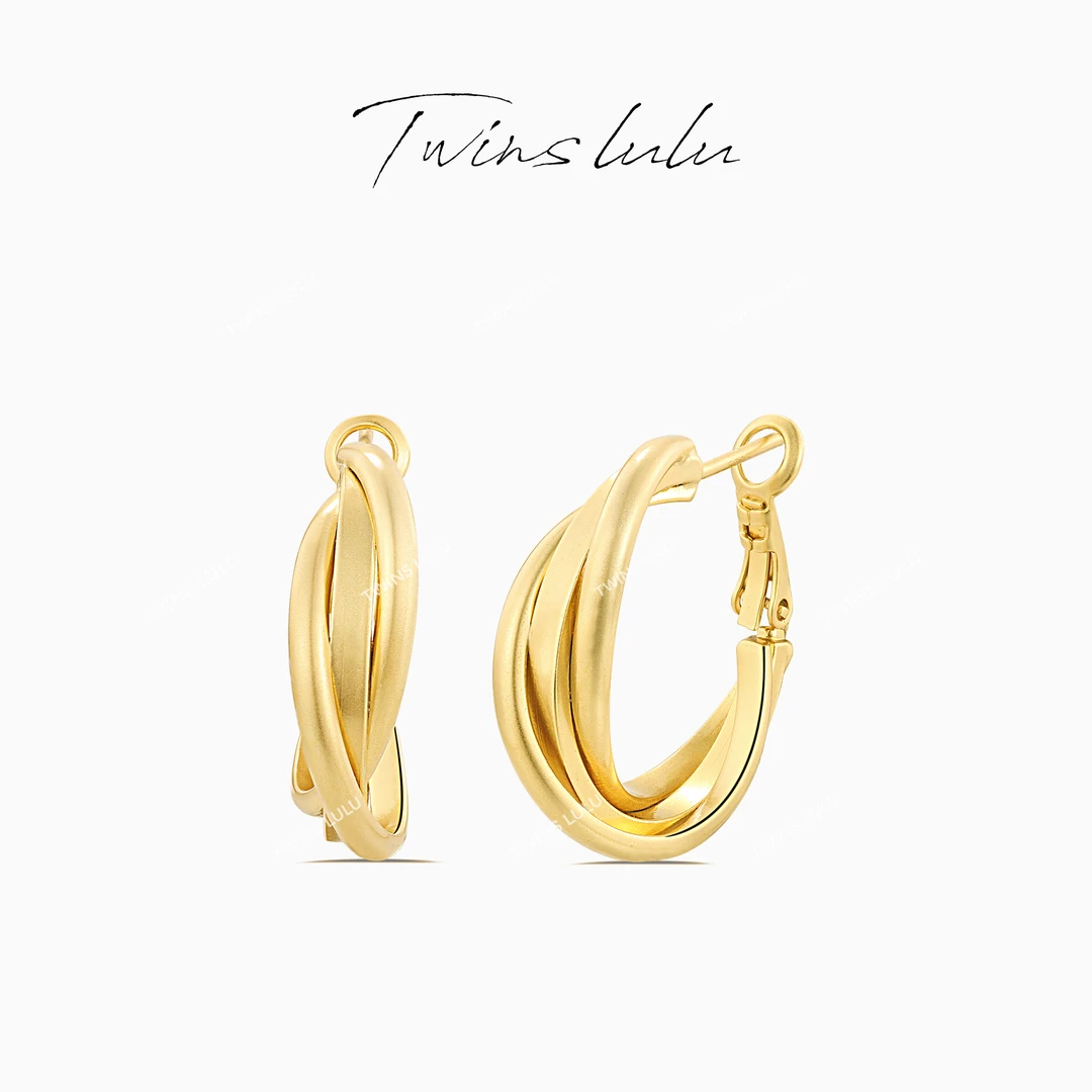 TWINS LULU 镀K金 交叉时尚感甜酷冷淡风法式简约耳环TSL1207