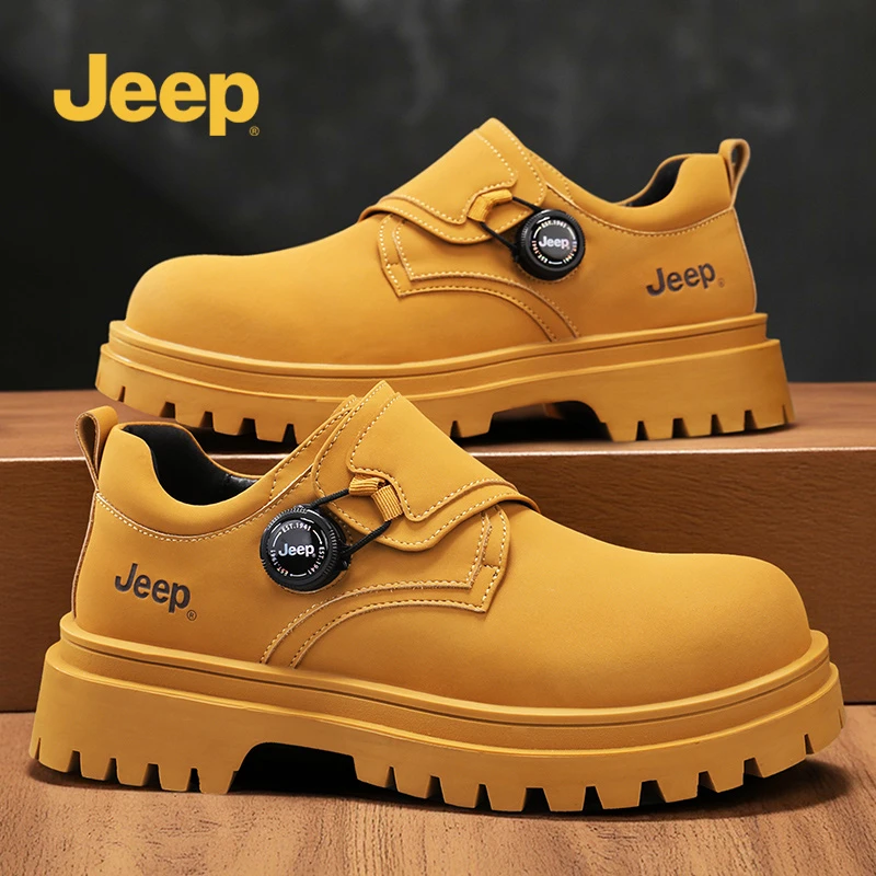 Jeep吉普2025冬季新款男士低帮黄靴休闲工鞋皮鞋休闲鞋圆头德比鞋