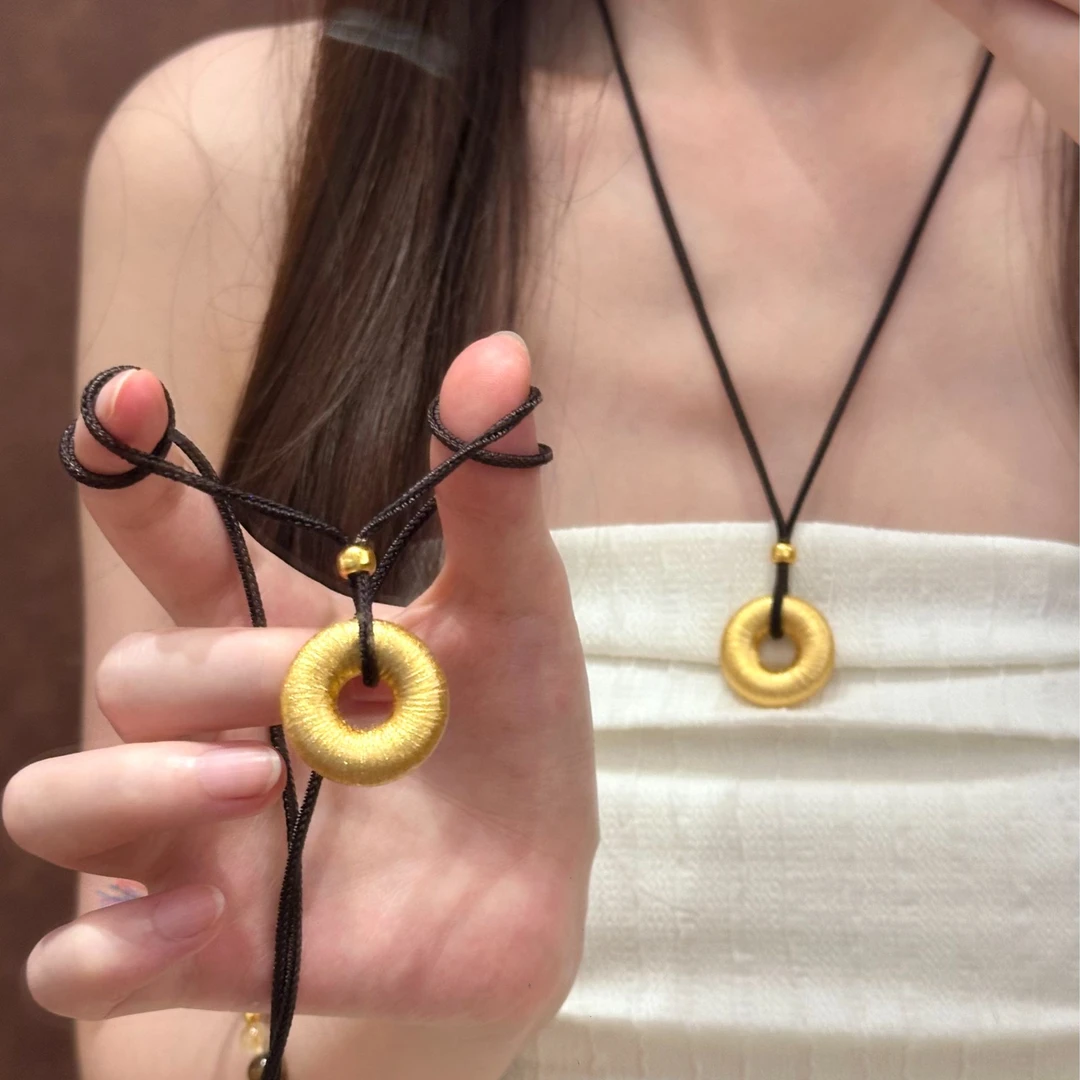 铜合金项链 【中式老钱风平安扣项链】轻奢高级简约精致甜甜圈项链