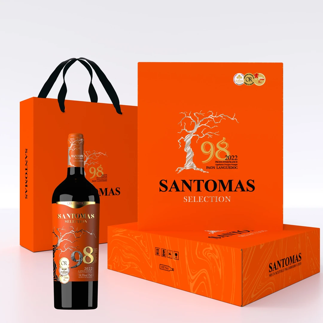 法国进口 圣托莱卡.老藤精选干红葡萄酒14.5度三支礼盒装红酒