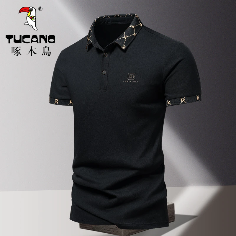 啄木鳥2025年T恤男夏季薄款休闲百搭透气翻领短袖时尚商务polo衫