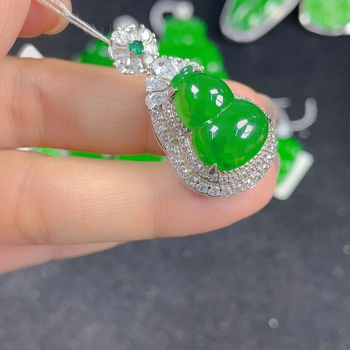 翡翠银S925镶嵌吊坠(不含链)