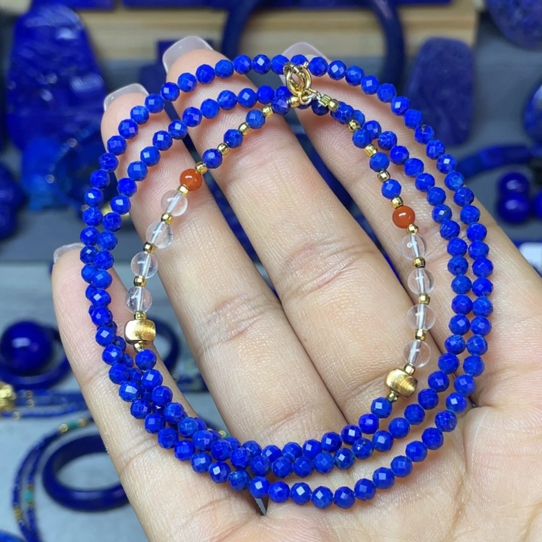 青金石3mm切面项链未镶嵌