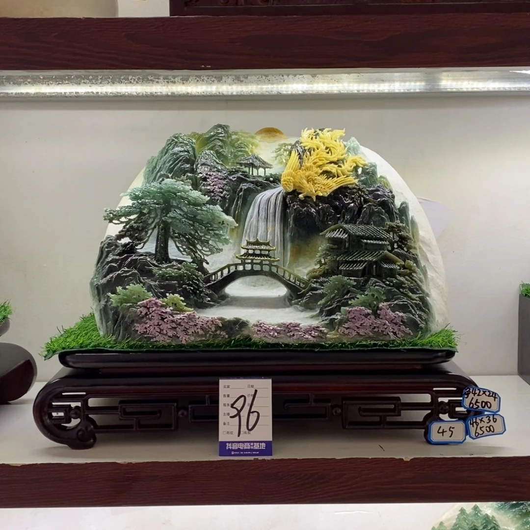 天***淡玉意境山水手工雕刻