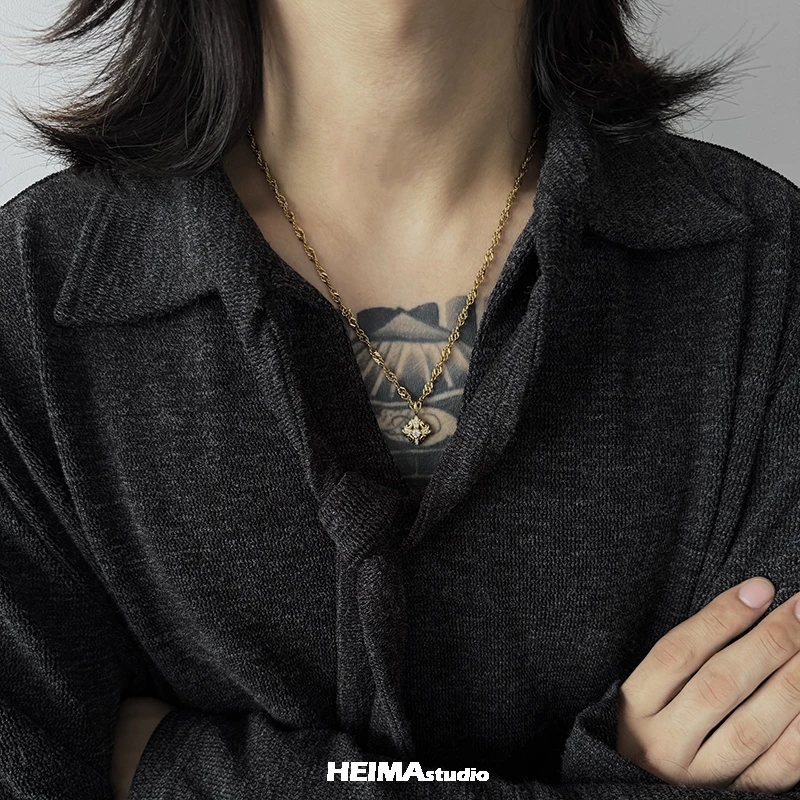 吊坠925银 原创莫桑钻纯银十字花吊坠男女毛衣链小众鸢尾花项链