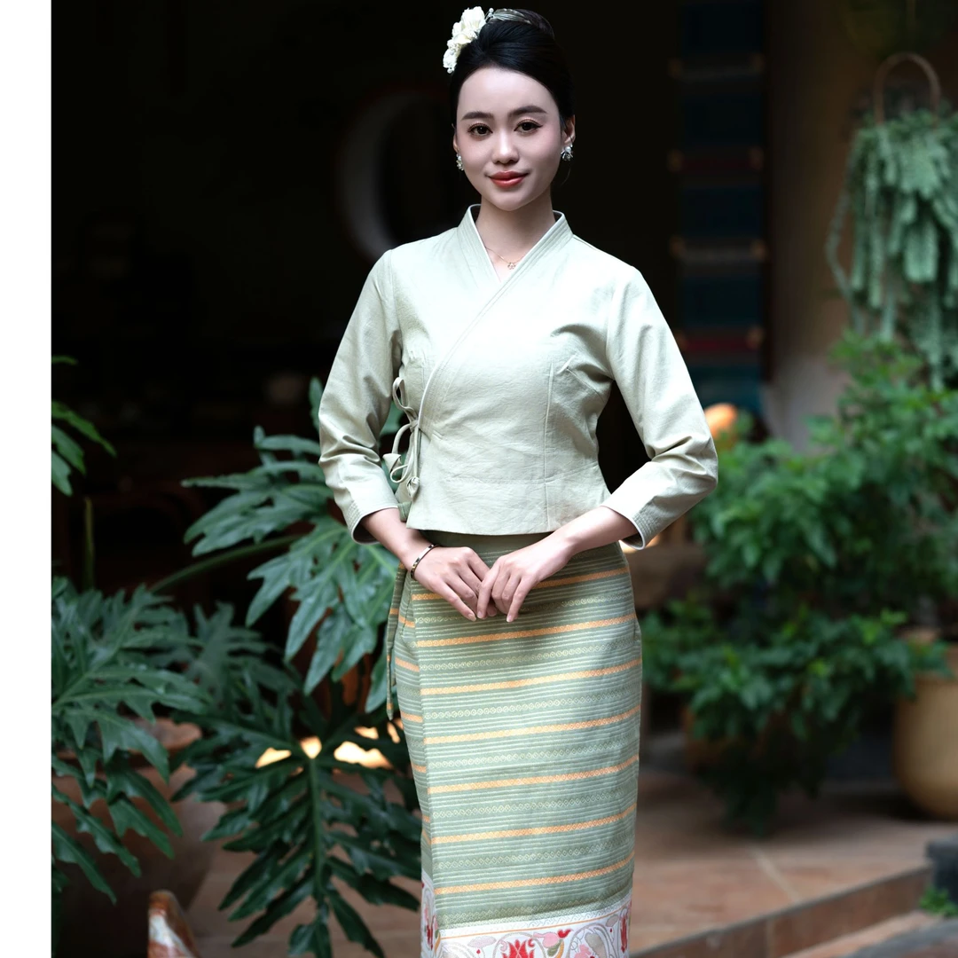 傣族传统高级显瘦新款简约套装气质休闲女士复古民族风傣装时尚