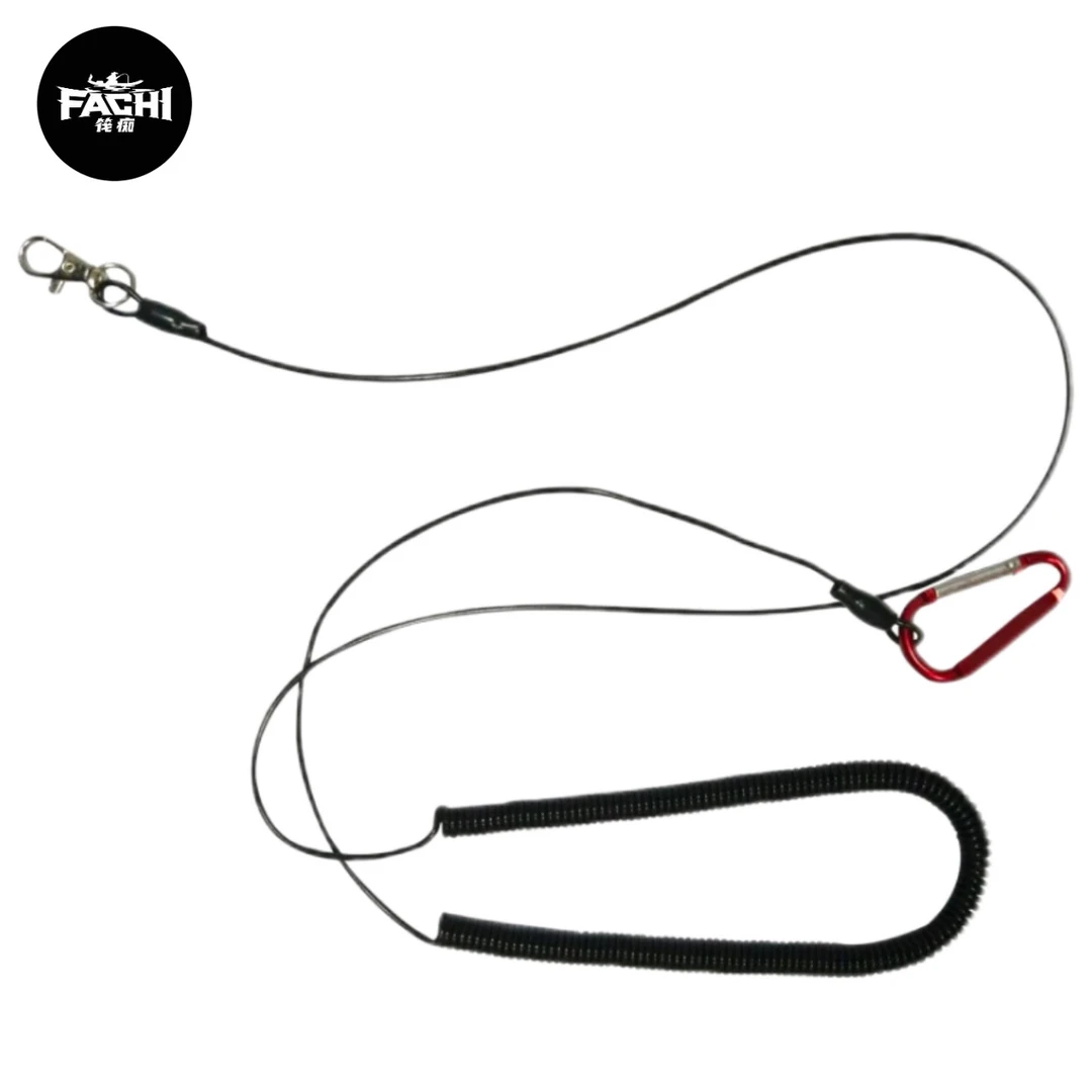 筏痴筏钓失手绳钢丝金属伸缩式适用高弹力防脱绳锁竿绳钓鱼不锈钢