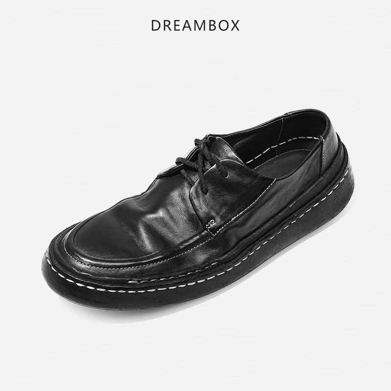 dreambox钧博vibram马皮高档轻奢休闲皮鞋男轻便透气商务帆船鞋潮
