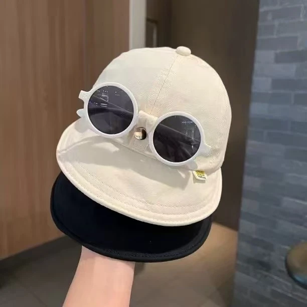 【自带墨镜】宝宝帽子时尚潮童眼镜一体男女童春秋大檐遮阳鸭舌帽夏