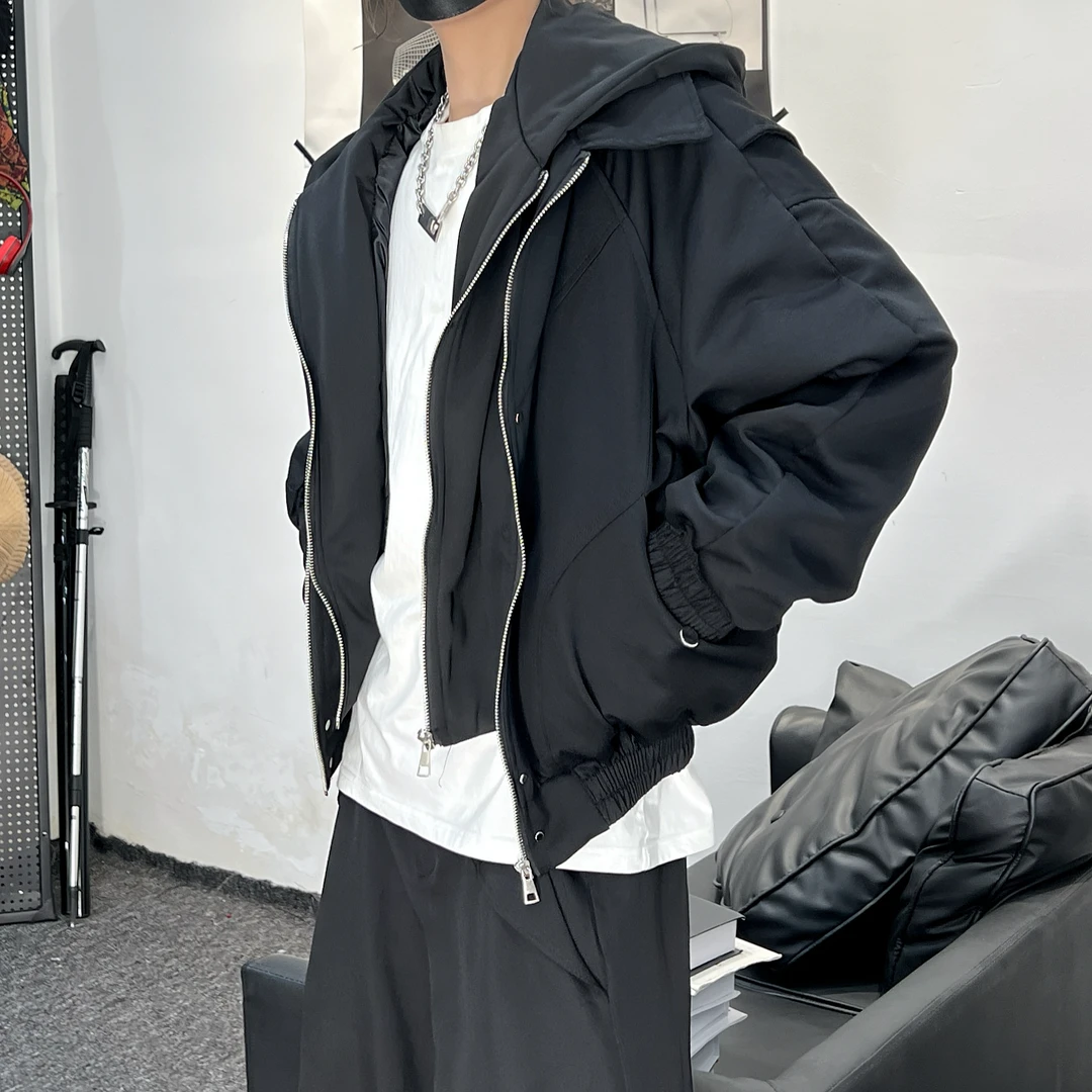 春季cleanfit立领假两件工装美式复古夹克外套男女宽松休闲上衣潮