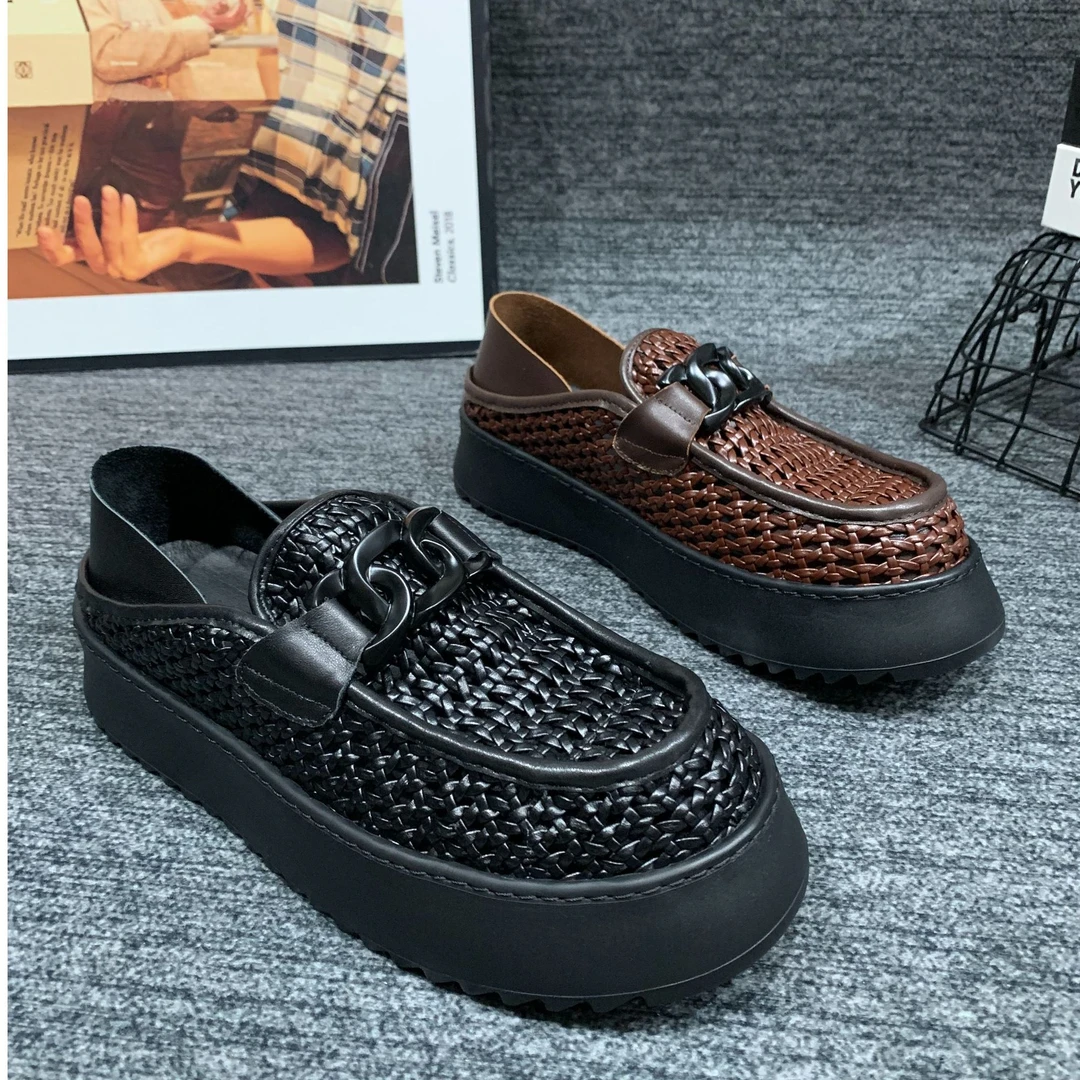 D5516透气厚底休闲风搭扣夏季休闲皮鞋包头欧若假日风